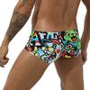 JAXFSTK Men's Swim Briefs Bikini Board Surf Boxer Trunks Swimsuits Elastic & Drawstring Cartoon Face L view 2