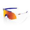 100% S3 Sport Performance Cycling Sunglasses - Soft Tact Blue/White - HiPER Red Multilayer Mirror Lens view 1