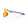 100% S3 Sport Performance Cycling Sunglasses - Soft Tact Blue/White - HiPER Red Multilayer Mirror Lens view 2