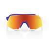 100% S3 Sport Performance Cycling Sunglasses - Soft Tact Blue/White - HiPER Red Multilayer Mirror Lens view 3