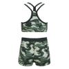 Daenrui Kids Girls 2 Piece Gymnastics Dance Sports Outfits Racer Back Crop Top with Booty Shorts Swimsuit Camo Green#2 6 Years view 2
