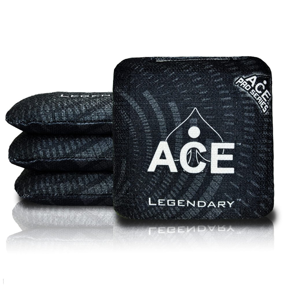 CornholeAce Legendary - Black (Set of 4 Bags) - Professional Cornhole Bags - ACE Pro Stamped
