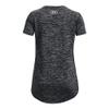 Under Armour Girls Tech Big Logo Twist Short Sleeve T-Shirt, (002) Black Medium Heather/Rebel Pink/Fade, Youth X-Large view 2