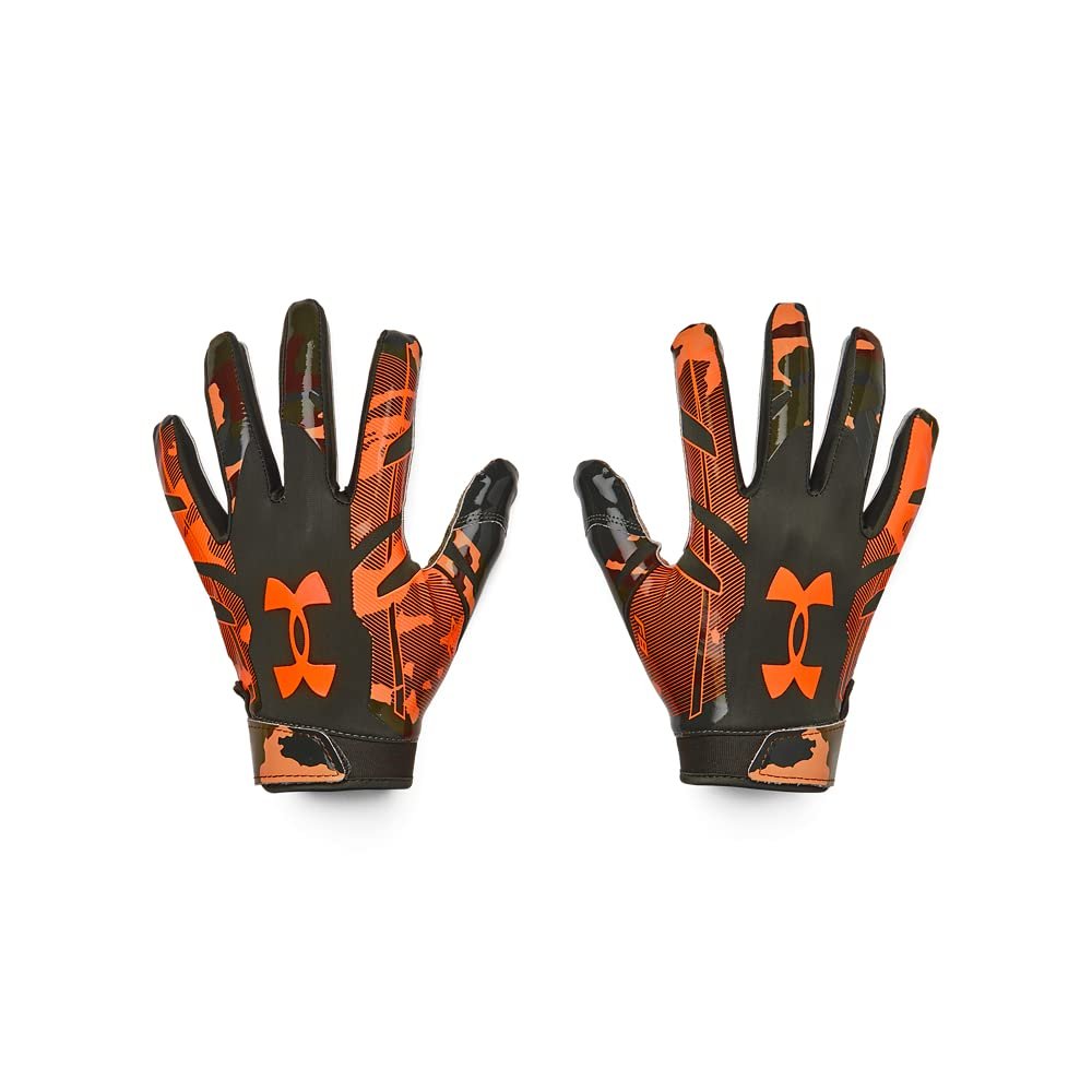 Under Armour Men's F8 Novelty Football Gloves, (310) Baroque Green / / Blaze Orange, XX-Large