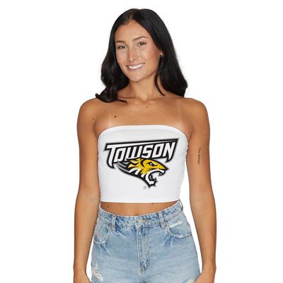Lojobands Women's Tailgate Outfit College Game Day Striped Tube Top Strapless Top Stripe Crop Top One Size Fits Most (One Size, Towson Tigers - Black & Yellow)