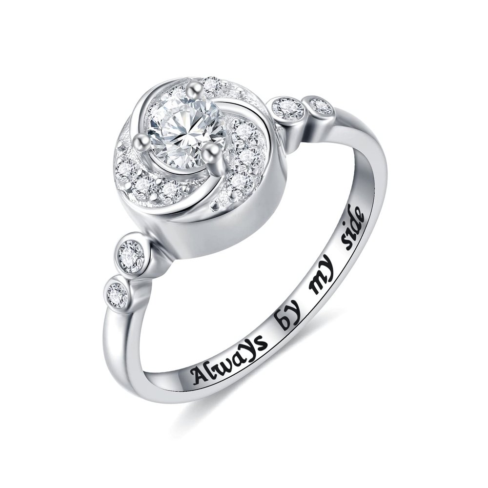 Urn Rings for Cremation Ashes Circle of Life 925 Sterling Silver Always by my side Keepsake Rings Memorial Jewelry for Women (Size 6)