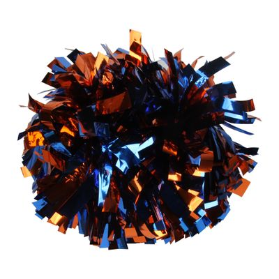 Metallic Cheerleader Cheerleading Pom Poms 6 inch 1 Pair 2 Pieces (Royal Blue/Orange)
