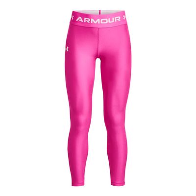 Under Armour Girls' HeatGear Armour Full Length Legging, (652) Rebel Pink / / White, Youth Medium