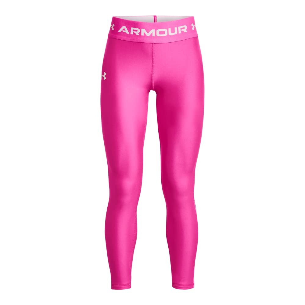 Under Armour Girls' HeatGear Armour Full Length Legging, (652) Rebel Pink / / White, Youth Medium