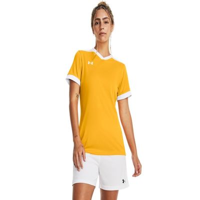 Under Armour Womens Maquina 3.0 Jersey, (750) Steeltown Gold / / White, Medium