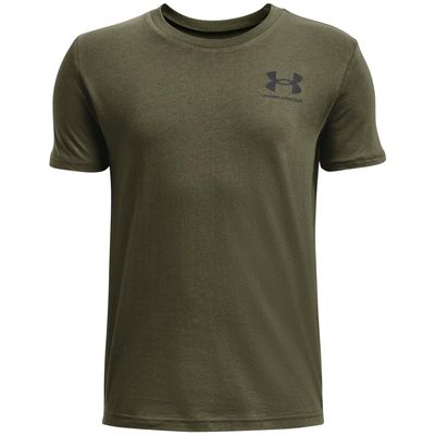 Under Armour Boys' Sportstyle Left Chest Short-Sleeve T-Shirt, (390) Marine OD Green / / Black, Youth X-Small