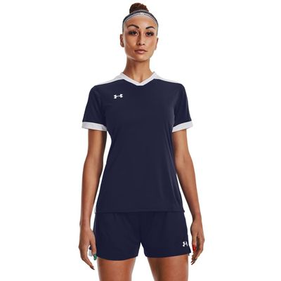 Under Armour Womens Maquina 3.0 Jersey, (410) Midnight Navy / / White, Large