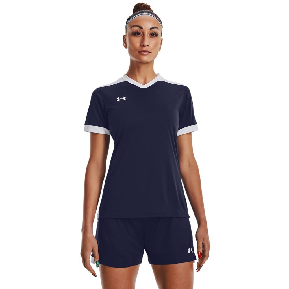 Under Armour Womens Maquina 3.0 Jersey, (410) Midnight Navy / / White, Large