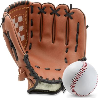 Baseball Glove,Baseball Softball Mitt with Ball for Kids Youth Adults Training and Beginner,Right Hand Throw,Left Hand Glove (Brown, 9.5in)