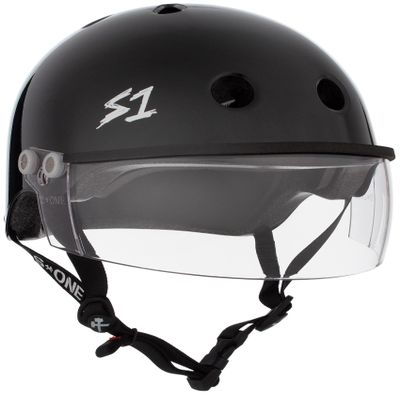 S1 Lifer Visor Helmet Gen 2 for Skateboarding, BMX, and Roller Skating - EPS Fusion Foam, CPSC & ASTM Certified - Black Gloss w/Clear Visor X-Large (22.5")