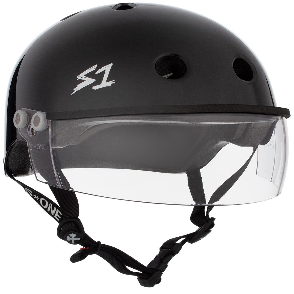 S1 Lifer Visor Helmet Gen 2 for Skateboarding, BMX, and Roller Skating - EPS Fusion Foam, CPSC & ASTM Certified - Black Gloss w/Clear Visor X-Large (22.5")