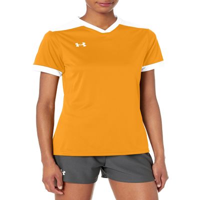 Under Armour Womens Maquina 3.0 Jersey, (750) Steeltown Gold / / White, Large
