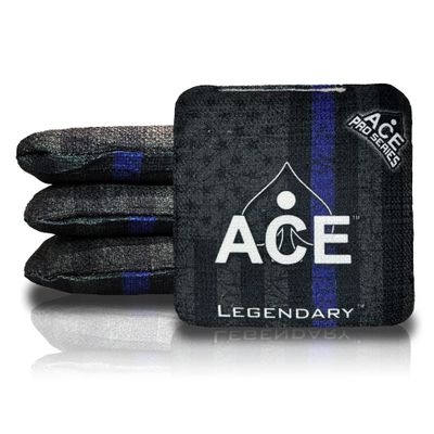 CornholeAce Legendary - Police Flag (Set of 4 Bags) - Professional Cornhole Bags - Thin Blue Line Flag - ACE Pro Stamped