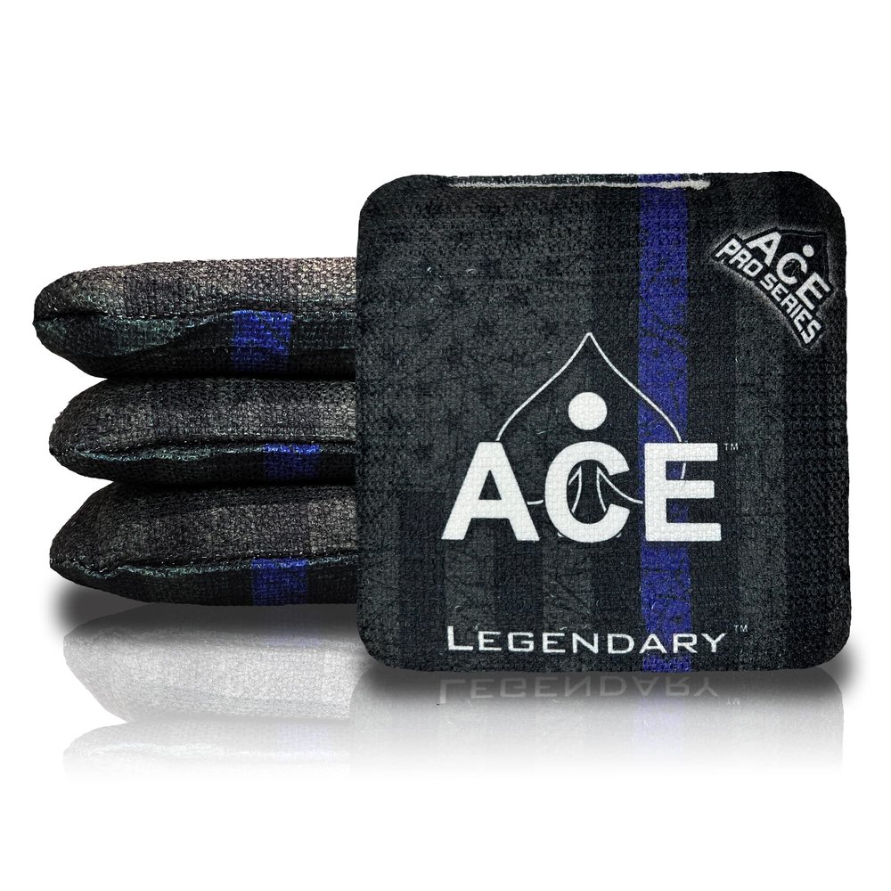 CornholeAce Legendary - Police Flag (Set of 4 Bags) - Professional Cornhole Bags - Thin Blue Line Flag - ACE Pro Stamped