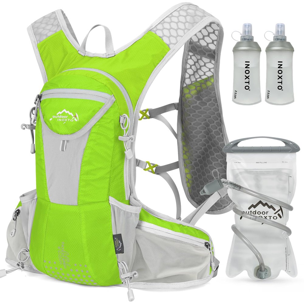 IX INOXTO Hydration Pack Backpack, Lightweight Water Backpack with 2L Hydration Bladder Daypack for Men Women,Running Hydration Vest for Trail Running Hiking Cycling Race Climbing (Fruit Green)