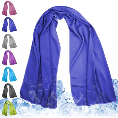 Meiyante Cooling Towel for Neck and Face - 43.3" x 15.7" - Quick-Dry Microfiber - Ideal for Hot Weather, Gym, Fitness, Camping, Yoga Sport, Golf - Navy Blue