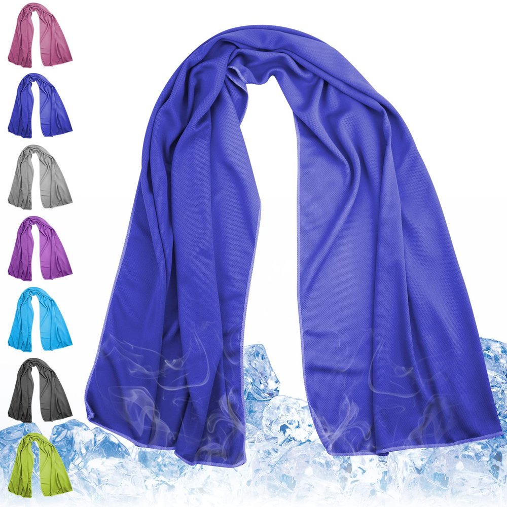 Meiyante Cooling Towel for Neck and Face - 43.3" x 15.7" - Quick-Dry Microfiber - Ideal for Hot Weather, Gym, Fitness, Camping, Yoga Sport, Golf - Navy Blue