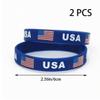 Ruluti USA Flag Silicone Wristband 2pcs Blue Souvenir Bracelet Teens Bangles for American Independence Day Americanism Patriotic Men Women Gifts view 2