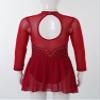 winying Girls Shiny Long Sleeves Mock/Round Neck Keyhole Back Roller Ice Figure Skating Dress Ballet Dancewear Burgundy E 16 Years view 4