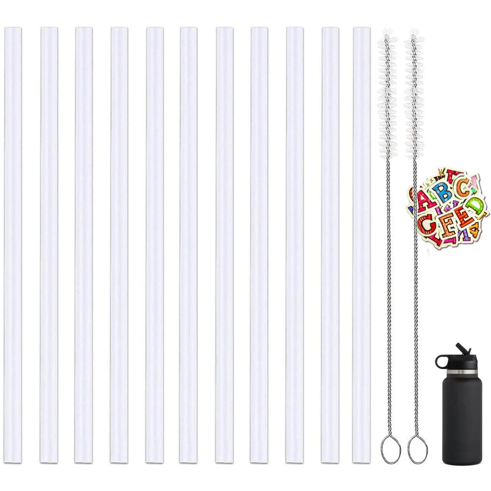 11 PCS Miracredo Replacement Straws for Hydro Flask Straw Lid Wide Mouth Bottle, Fit Thermoflask, Straws For Takeya wide mouth, Come with 2 Straw Cleaner Brushes