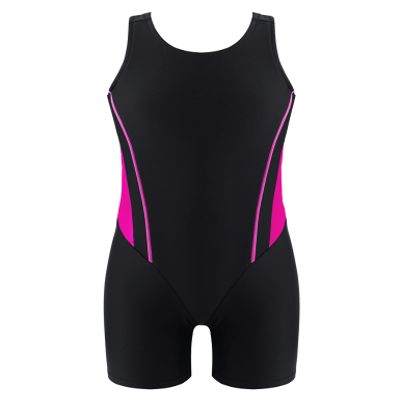 Moggemol Kids Girls Athletic One Piece Bathing Suit Racer Back Boyleg Sports Swimwear Competitive Swimsuit Rose,Black 10 Years