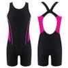 Moggemol Kids Girls Athletic One Piece Bathing Suit Racer Back Boyleg Sports Swimwear Competitive Swimsuit Rose,Black 10 Years view 3