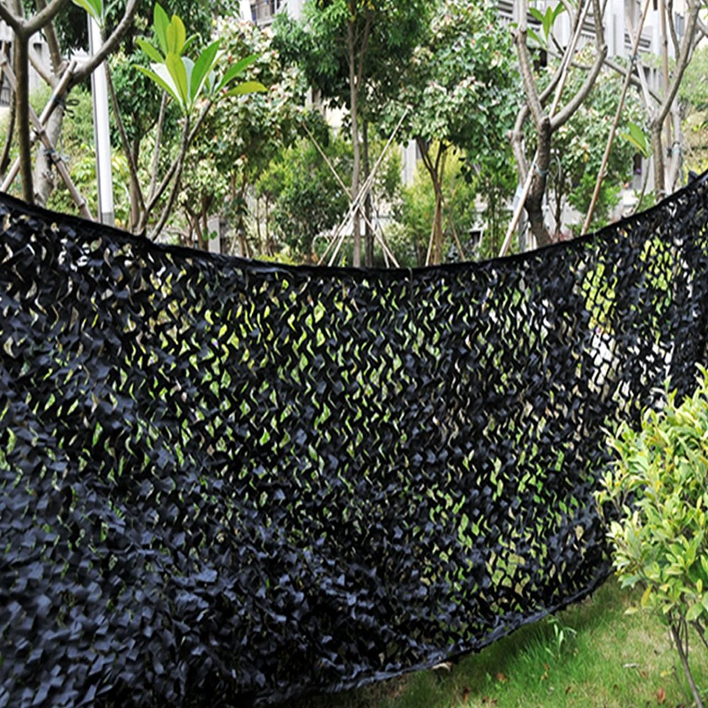 Black Camouflage Net,Large Camo Netting,Military Nets,Privacy Screen,Army Sunshade Mesh,for Decoration,Hunting,Party,Camping and Car Cover,with Mesh Net Behind (5x5m(16.4x16.4ft))