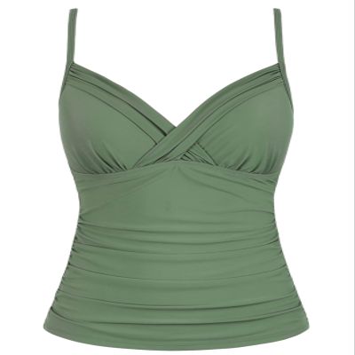 coastal rose Tankini Tops for Women Swimwear Tummy Control Ruched Swim Tops US16 Light Army Green
