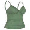 coastal rose Tankini Tops for Women Swimwear Tummy Control Ruched Swim Tops US16 Light Army Green view 2