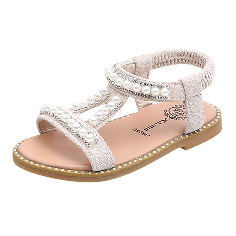 Baby Girls Sandals Soft Sole Shoes Toddler Infant Kids Baby Girls Pearl Crystal Single Princess Roman Shoes Sandals
