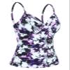 coastal rose Plus Size Swimsuit Tops for Women V Neck Ruched Bathing Suit Tankini Tops US8 Purple Floral view 2