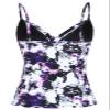 coastal rose Plus Size Swimsuit Tops for Women V Neck Ruched Bathing Suit Tankini Tops US8 Purple Floral view 3