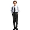 Boys Suit for Toddler Boy Suspenders Outfit Kids Tuxedo Set Black Ring Bearer Suits for Boys Formal Wedding Outfit Size 2 view 2