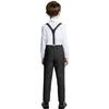 Boys Suit for Toddler Boy Suspenders Outfit Kids Tuxedo Set Black Ring Bearer Suits for Boys Formal Wedding Outfit Size 2 view 3