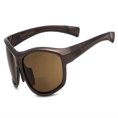 Eyekepper Sports Bifocal Sunglasses TR90 Unbreakable Outdoor Readers Pearly Brown Frame Brown Lens +1.25