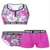 iiniim Kids Girls 3 Piece Rush Garud Tankini Swimsuit Racerback Crop Top Boyshorts Bohemian Swimwear Rose Red 8 Years view 1