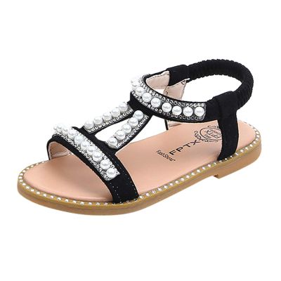 Baby Girls Sandals Soft Sole Shoes Toddler Infant Kids Baby Girls Pearl Crystal Single Princess Roman Shoes Sandals