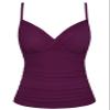 coastal rose Women Tankini Tops V Neck Twist Swim Tops Ruched Tummy Control Bathing Suit Top US16 Wine Red view 1