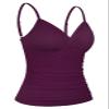 coastal rose Women Tankini Tops V Neck Twist Swim Tops Ruched Tummy Control Bathing Suit Top US16 Wine Red view 2