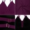 coastal rose Women Tankini Tops V Neck Twist Swim Tops Ruched Tummy Control Bathing Suit Top US16 Wine Red view 4