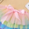 Baby Girls Tutu Skirt Sets with Diaper Cover Flower Headband Ruffle Soft Tulle Bloomers Princess Half First Birthday Party Cake Smash Photo Shoot Outfits 0-3T Summer Beach Clothes Rainbow 0-6 Months view 4