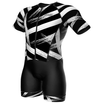 Sparx Mens Elite Aerosuit Triathlon Suit Mens Short Sleeve Tri Suit Skinsuit (Brushes, 2XL)