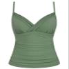 coastal rose Women Tankini Tops Ruched Tummy Control Bathing Suit Top V Neck Twist Swim Tops US8 Light Army Green view 1
