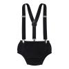 Baby Boy 1st First Birthday Cake Smash Outfit One Year Old Party Gentleman Bow Tie Cotton Short Sleeve Romper Bodysuit Bloomers Shorts Pants Suspenders Mini Crown Hat Headband 4pcs Black Yellow view 4