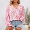 BTFBM Blouses for Women Dressy Casual Floral Summer Boho Tops V Neck Lightweight Long Sleeve Shirts Spring Clothes 2026(Floral Red, X-Large) view 2